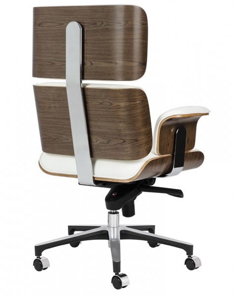 Designerski fotel z białym siedziskiem skórzanym Lounge Business