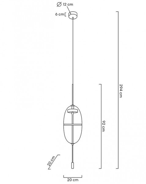 Lampa wisząca z podłużnym kloszem szklanym Chaplin 200