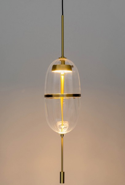 Lampa wisząca z podłużnym kloszem szklanym Chaplin 200