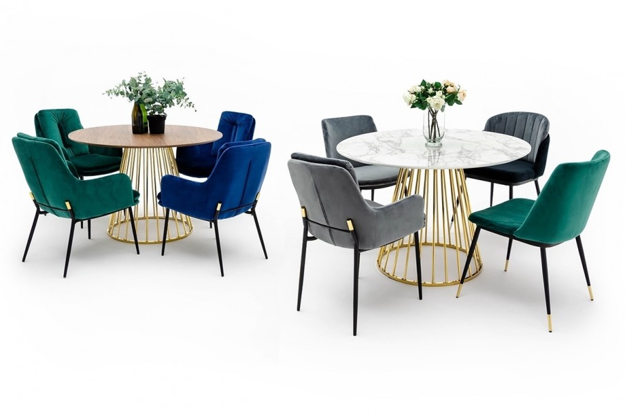 Stół na drucianej podstawie Glam Marble 110 imitacja marmuru