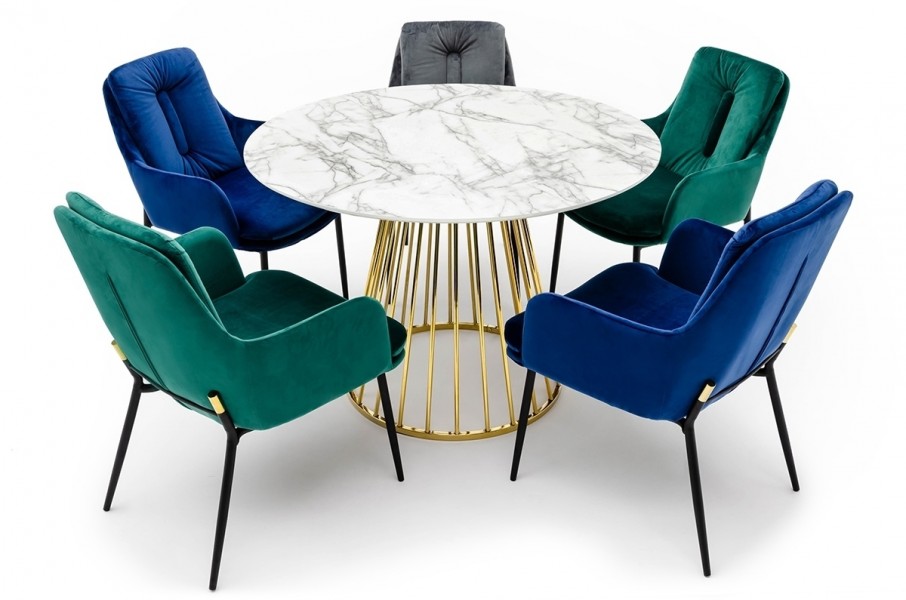 Stół na drucianej podstawie Glam Marble 110 imitacja marmuru