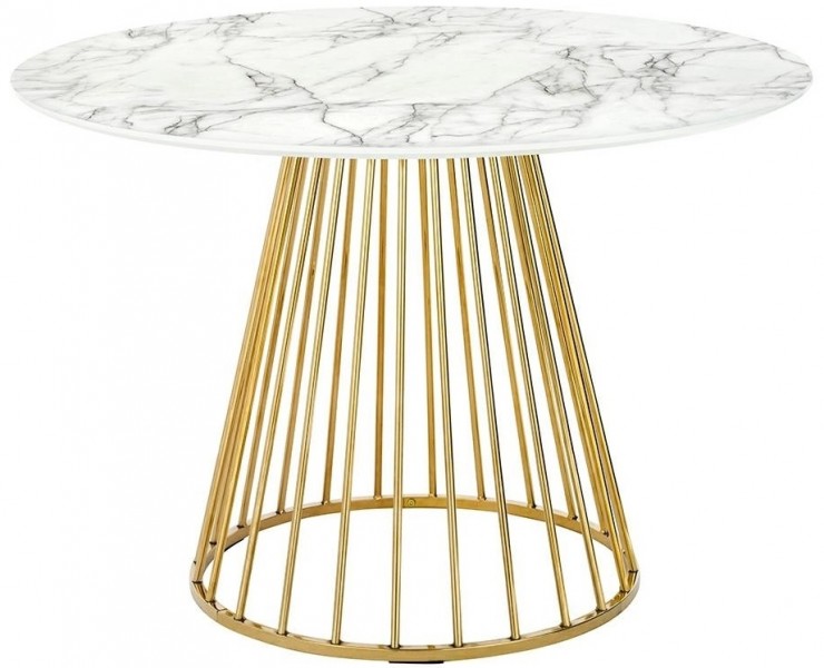 Stół na drucianej podstawie Glam Marble 110 imitacja marmuru