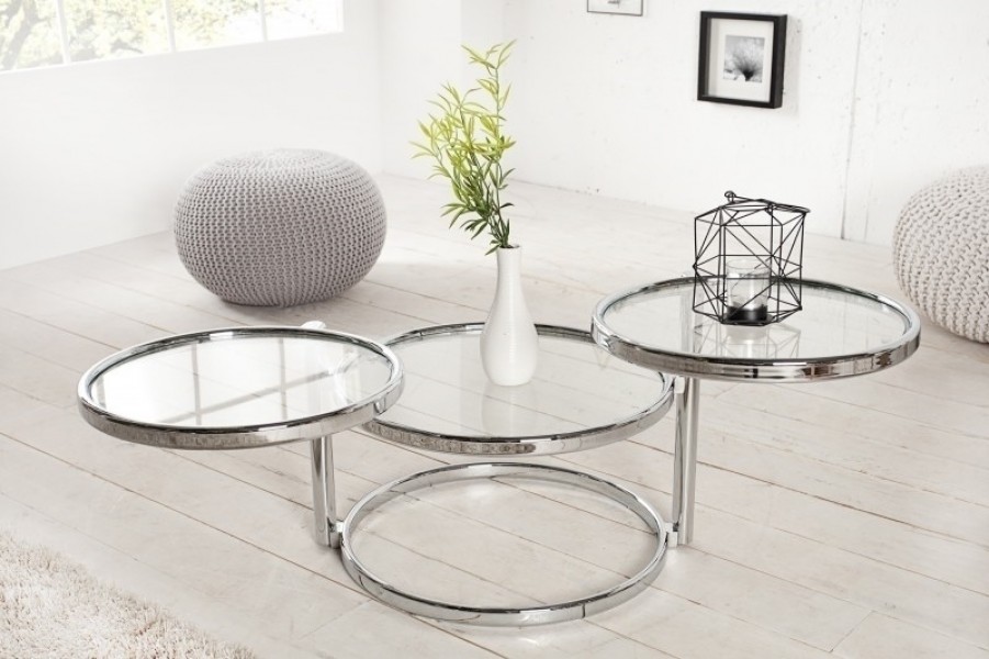 Rozsuwany stolik w stylu glamour Art Deco 3 chromowany