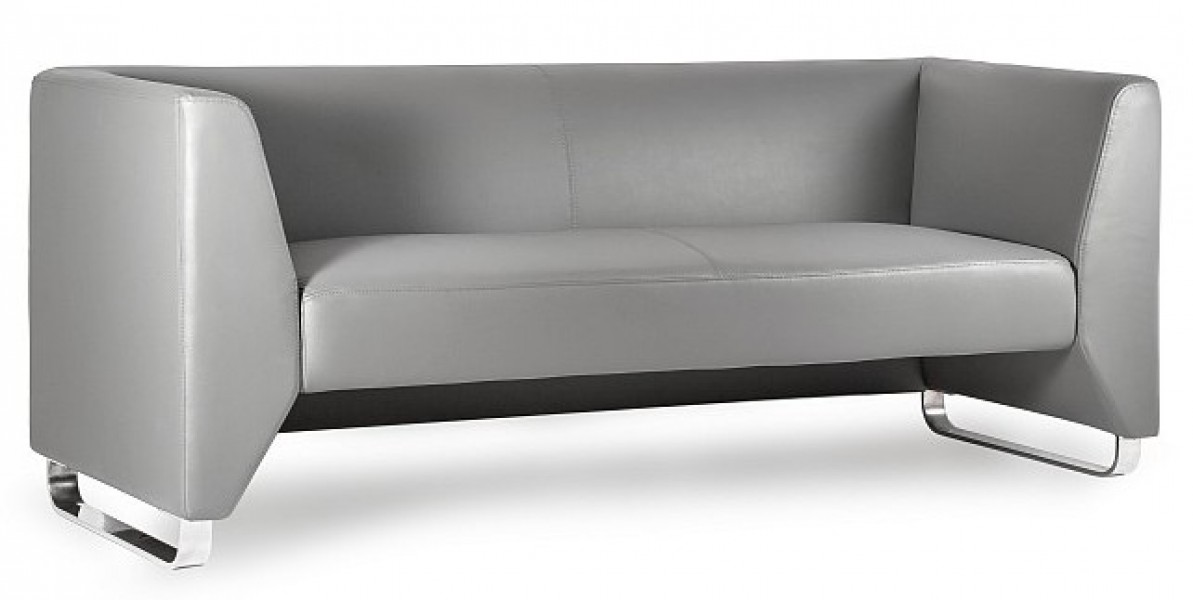 Designerska sofa na płozach Angeles z szarej ekoskóry