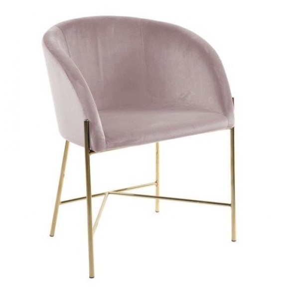 Welurowe krzesło glamour ze złotymi nogami Nelson różowy
