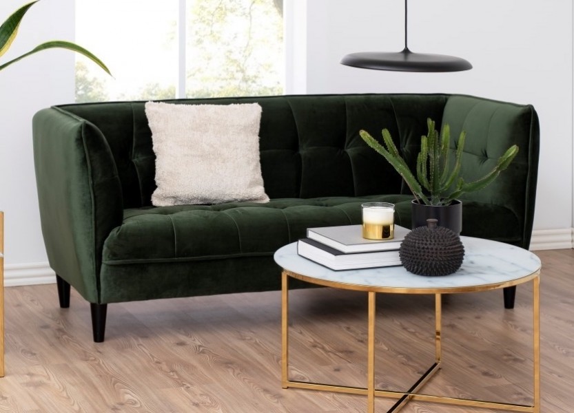 Trzyosobowa sofa welurowa do salonu Jonna Velvet forest green