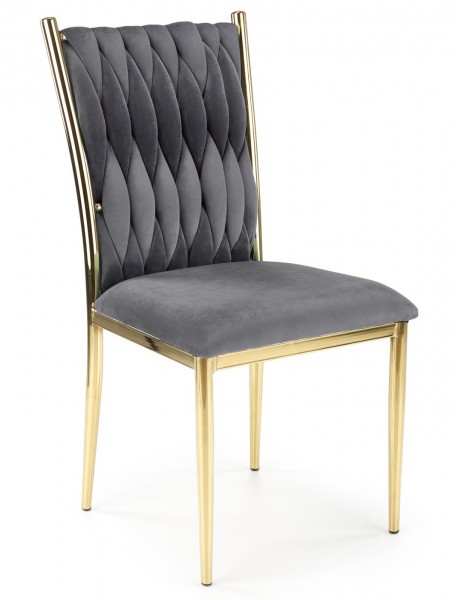 Velvetowe krzesło glamour na złotym stelażu K436