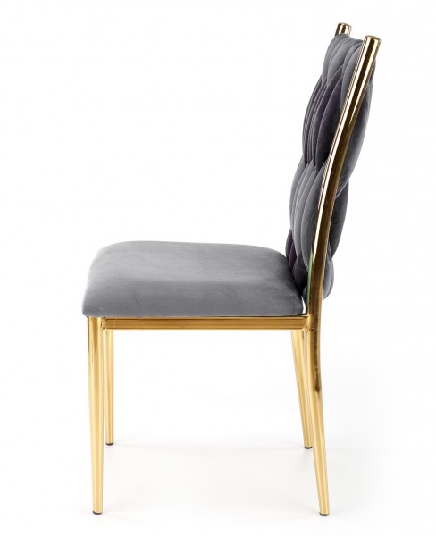 Velvetowe krzesło glamour na złotym stelażu K436