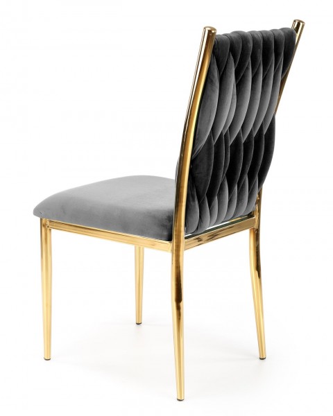 Velvetowe krzesło glamour na złotym stelażu K436