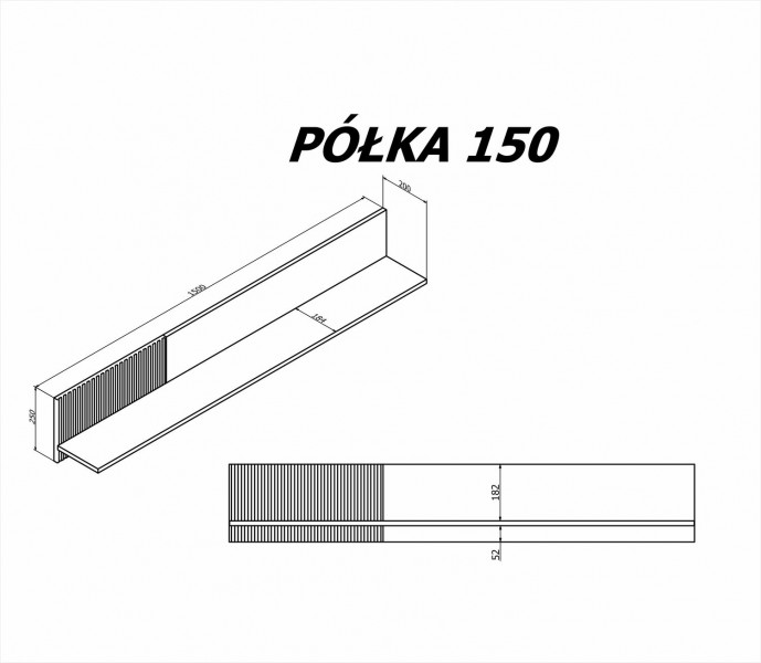 Półka ścienna z ryflowaniem Random P-1