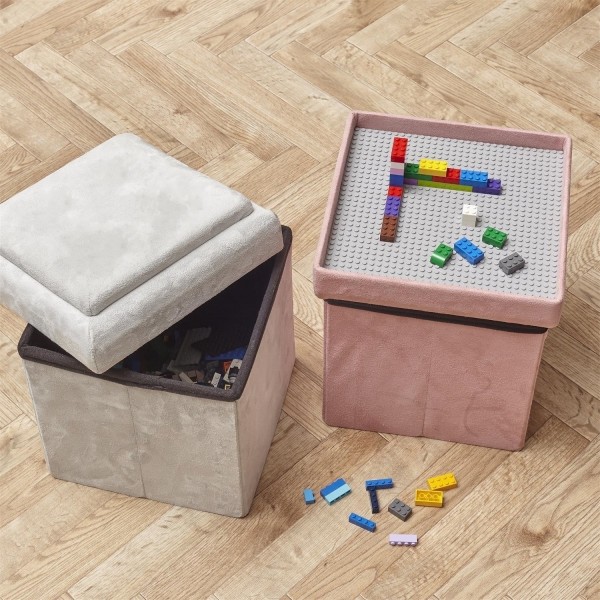 Składana pufa dziecięce z pojemnikiem na zabawki i planszą Lego Legina