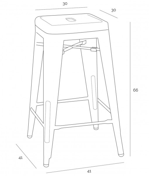 Stołek barowy Paris insp. Tolix 66 cm metaliczny