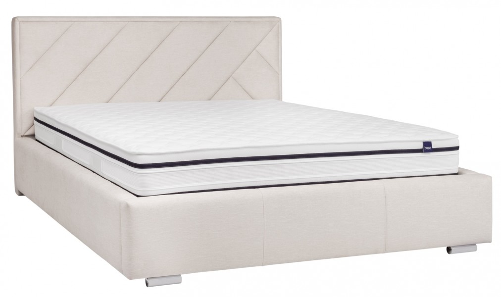 Podwójne łóżko z zagłówkiem i pojemnikiem na pościel Nastri