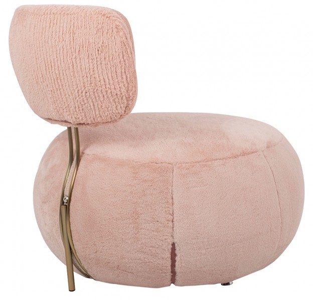 Designerski fotel wypoczynkowy z pluszu Teddy Low różowy