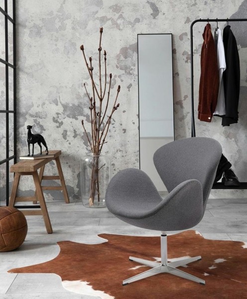 Obrotowy fotel kawiarniany z wełny kaszmirowej Swan Wool Premium