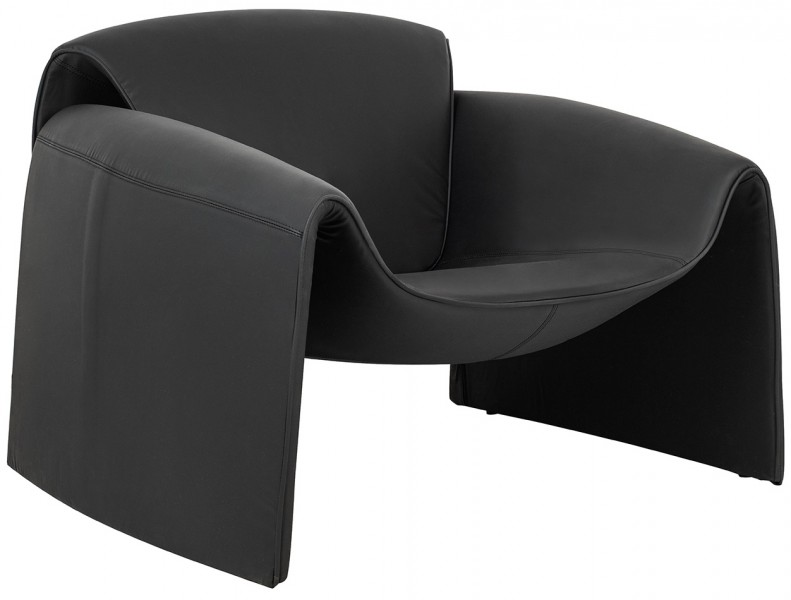 Designerski fotel wypoczynkowy z czarnej ekoskóry Flessi