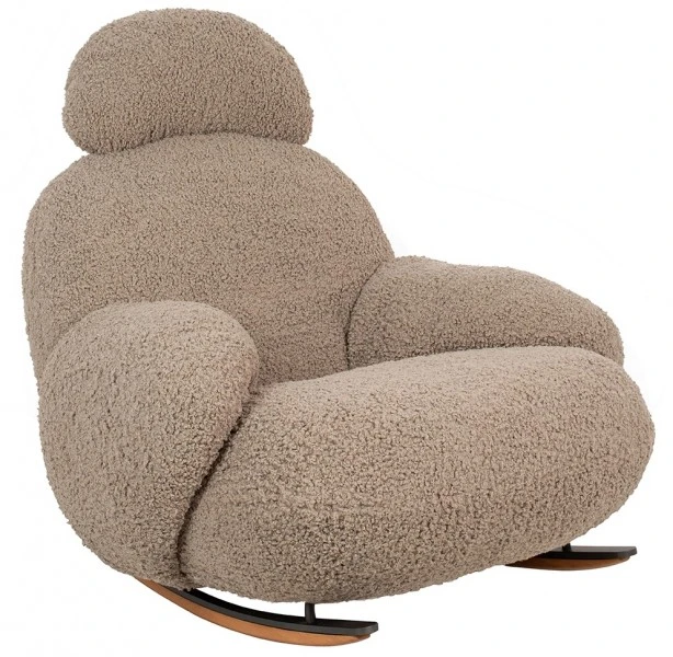 Pluszowy fotel bujany Plush Teddy ciemny beżowy
