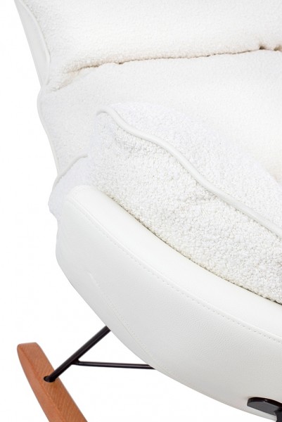 Fotel bujany z pluszową poduszką Otilia Teddy biały