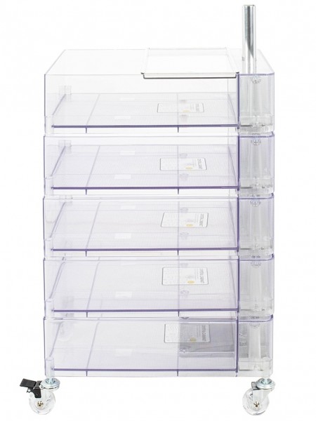 Transparentna szafka biurkowa - organizer na kółkach Vision