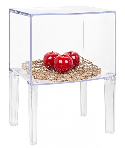Transparentny stolik pomocniczy z półką Vision
