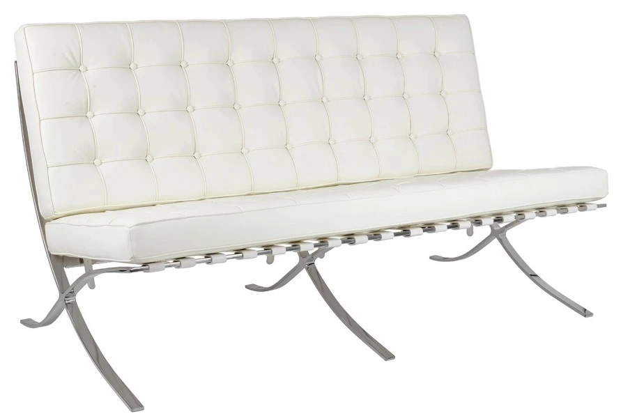 Skórzana sofa dwuosobowa Barcelon Prestige Plus biała