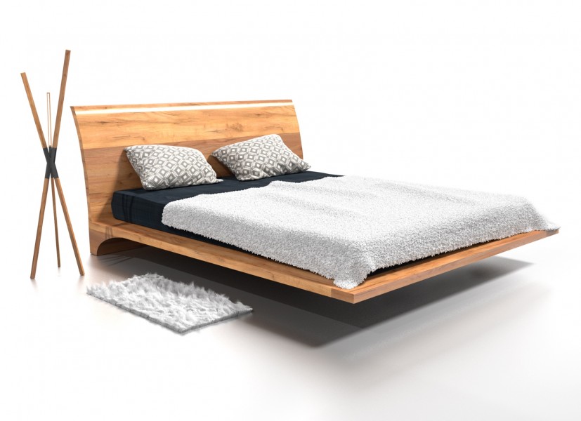 Dębowe łóżko z zagłówkiem w kształcie łuku Ray