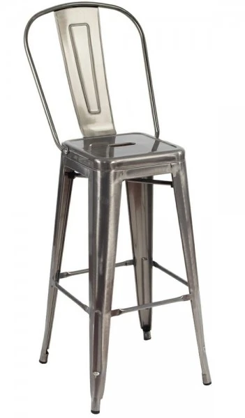 Loftowy hoker z oparciem Tower Big Back 76 metaliczny