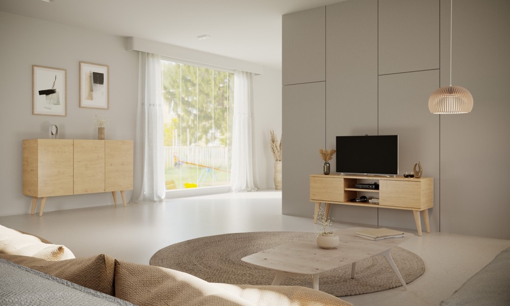 Szafka RTV w stylu skandynawskim Toronto 120 dąb artisan