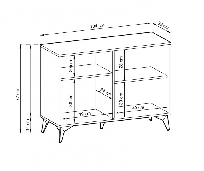 Dwudrzwiowa komoda industrialna DK104 z wzorem jodełki