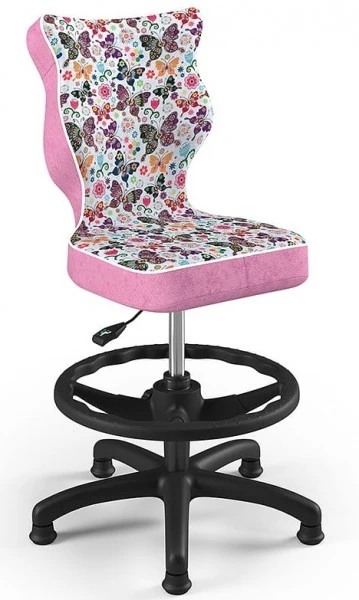 Krzesło dziecięce we wzory Petit Black z podnóżkiem rozmiar 4 (133-159 cm)