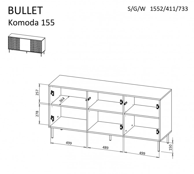 Czarna komoda z frontami 3D Bullet KM-1