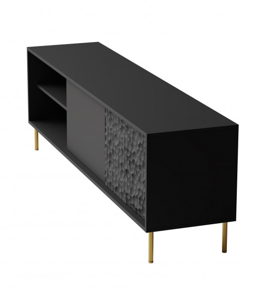 Czarny stolik RTV z frontem 3D Bullet