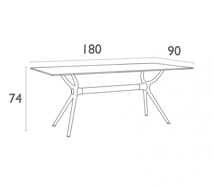 Nierozkładany stół do jadalni i kawiarni Air Table 180 prostokątny