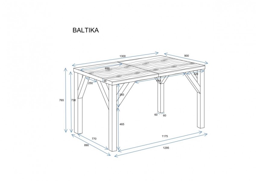 Industrialny stół Baltika 240 rozkładany od 130 do 240 cm