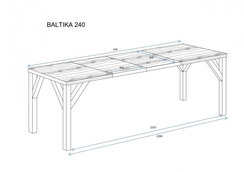 Industrialny stół Baltika 240 rozkładany od 130 do 240 cm