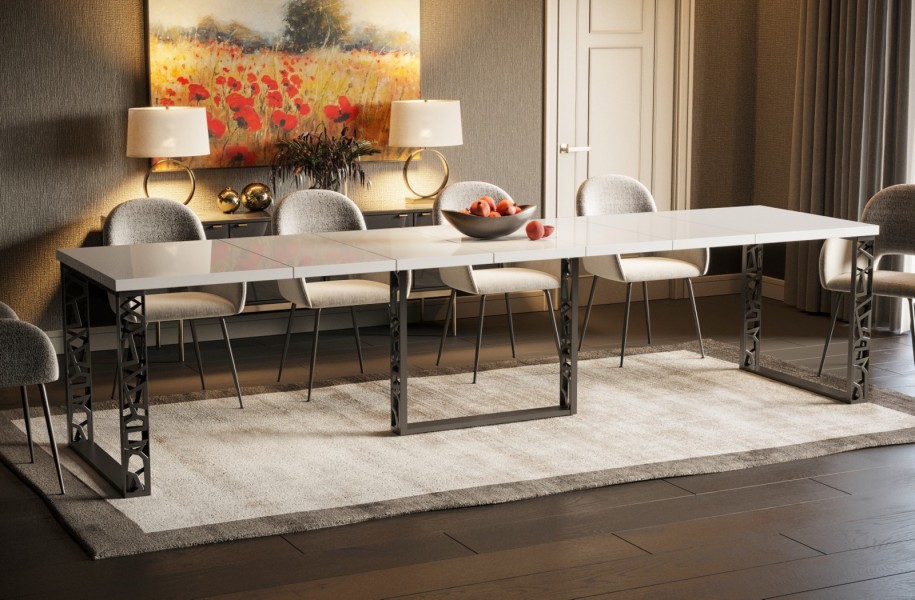 Stół z ażurową podstawą Ewerest Max 250 rozkładany od 130 do 250 cm