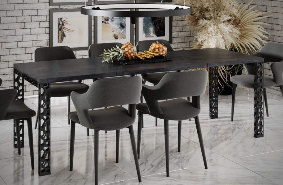 Stół na ażurowych nogach Matio 170 z blatem 80x80 rozkładany do 170 cm