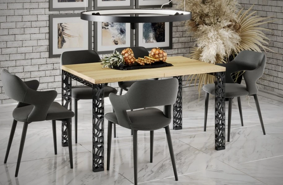 Stół na ażurowych nogach Matio 170 z blatem 80x80 rozkładany do 170 cm