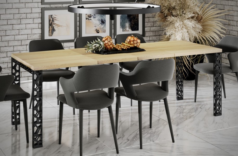Stół na ażurowych nogach Matio 170 z blatem 80x80 rozkładany do 170 cm