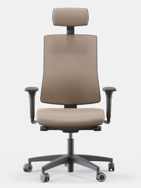 Obrotowe krzesło do biura Skill Soft Black, zgodne z normą BHP