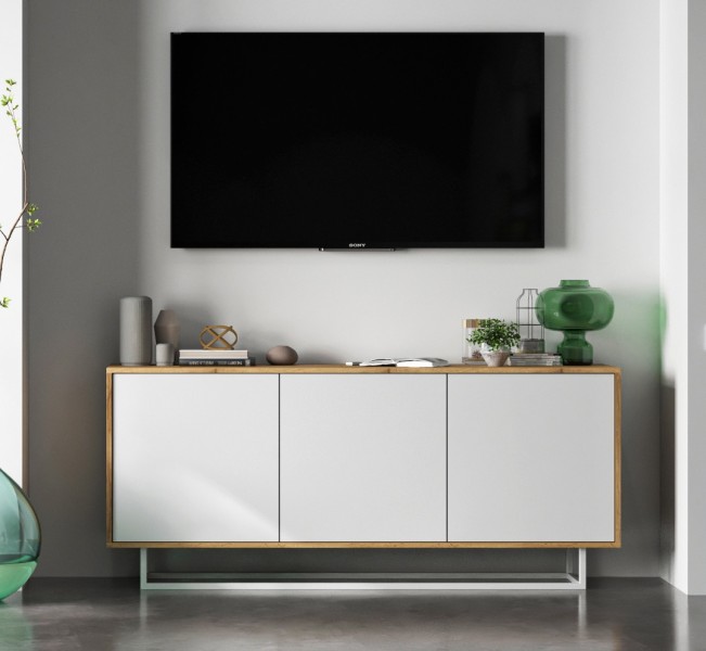 Trzydrzwiowa komoda w stylu loft Apollo 40 dąb wotan/biały