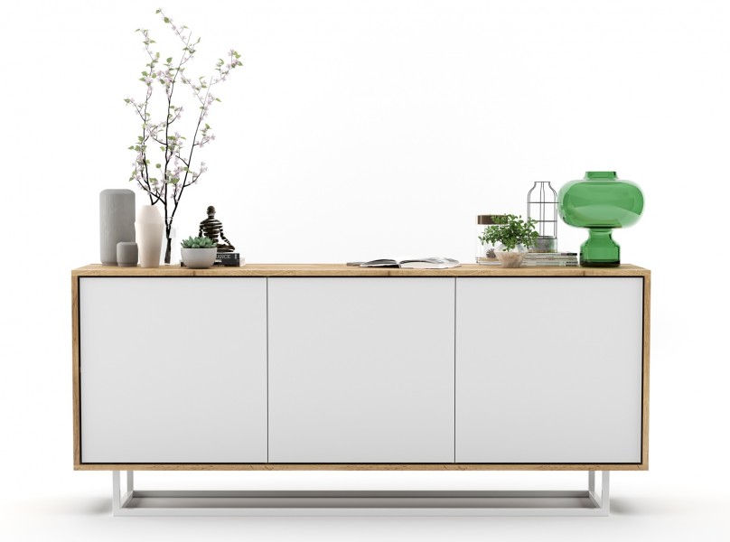 Trzydrzwiowa komoda w stylu loft Apollo 40 dąb wotan/biały