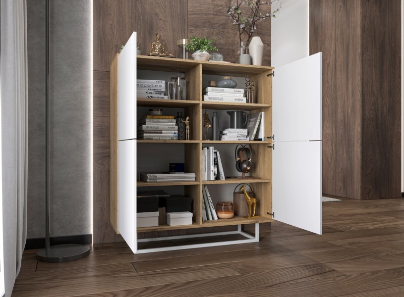Wysoka komoda w stylu loft Apollo 97 dąb wotan/biały