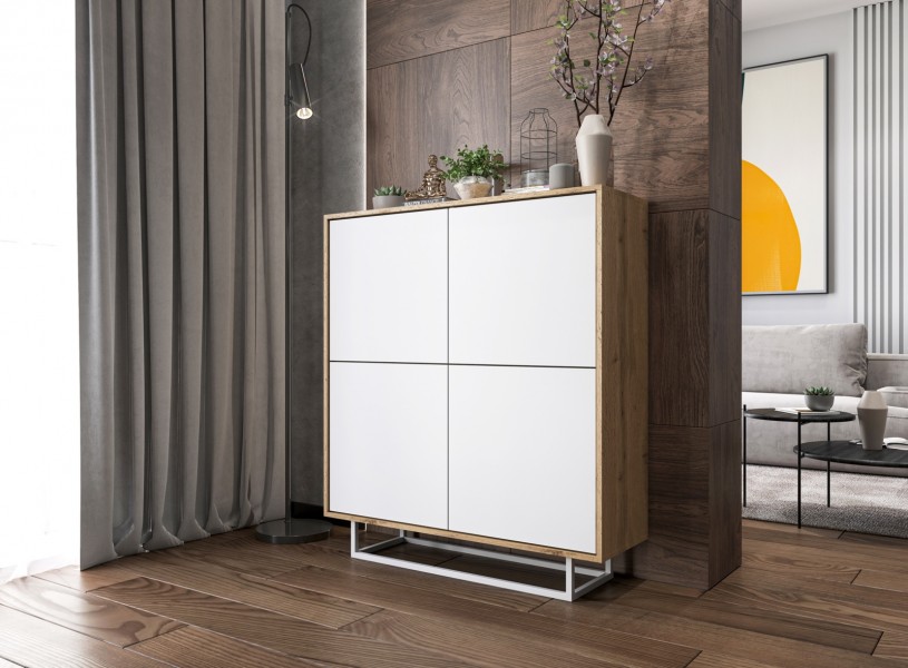 Wysoka komoda w stylu loft Apollo 97 dąb wotan/biały