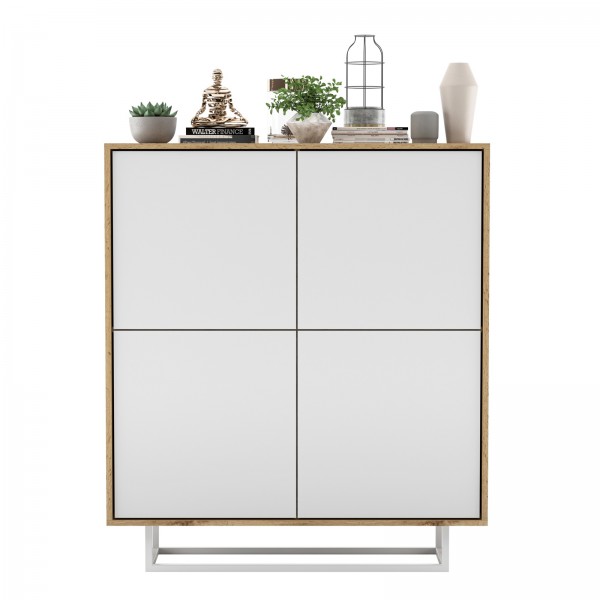 Wysoka komoda w stylu loft Apollo 97 dąb wotan/biały