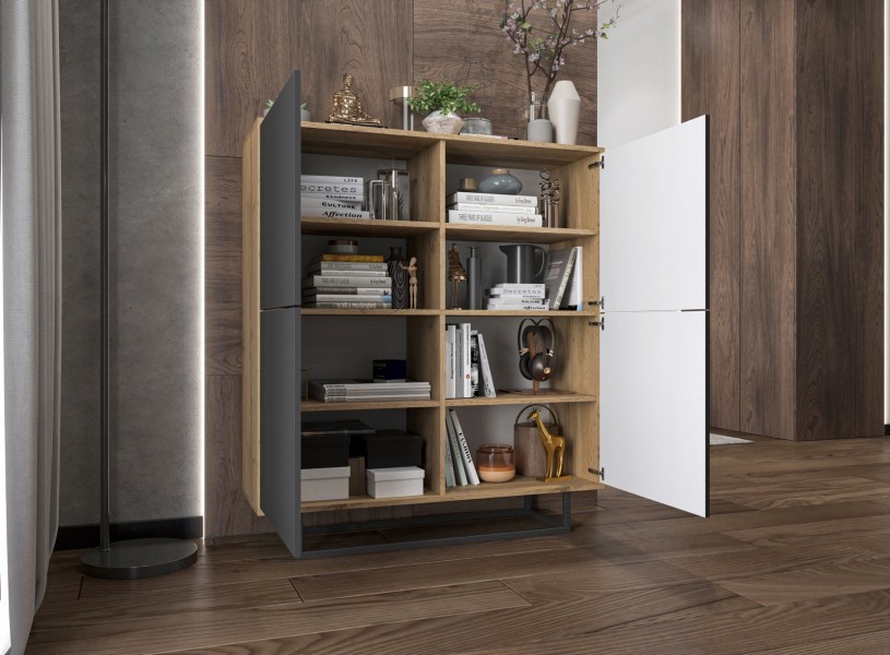 Wysoka komoda w stylu loft Apollo 99 dąb wotan/grafit