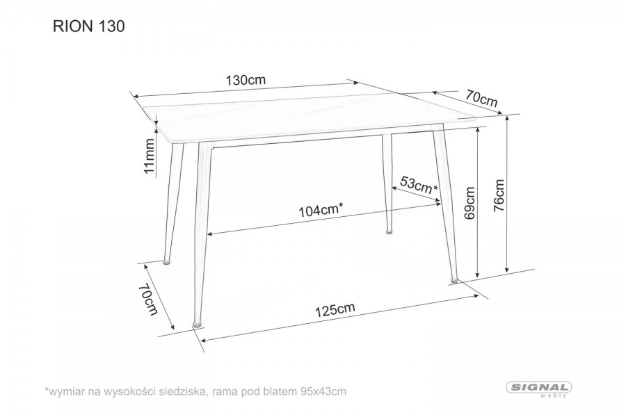 Stół Rion 130 z blatem w imitacji marmuru