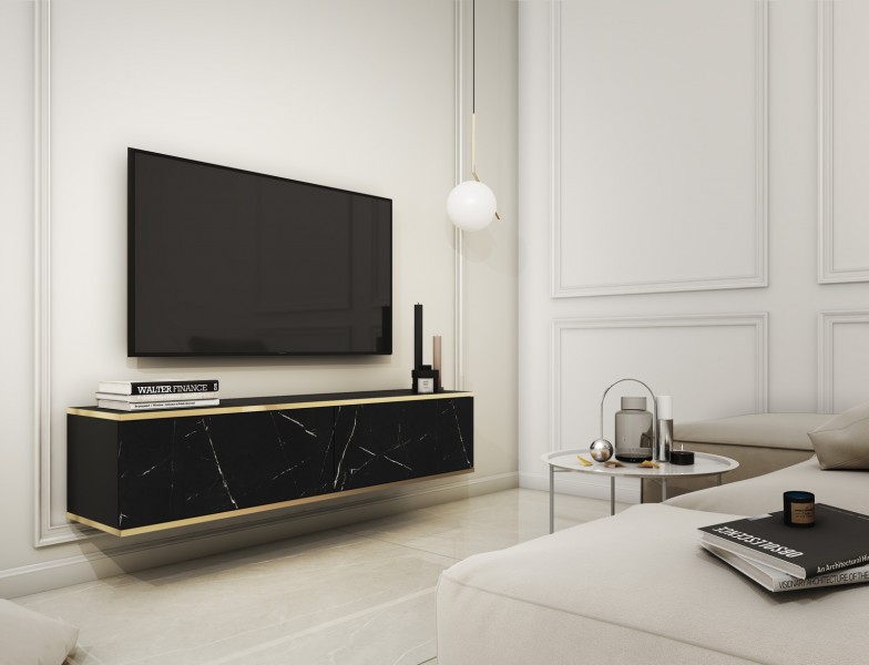 Wisząca szafka pod telewizor RTV135 Marmur Black Royal