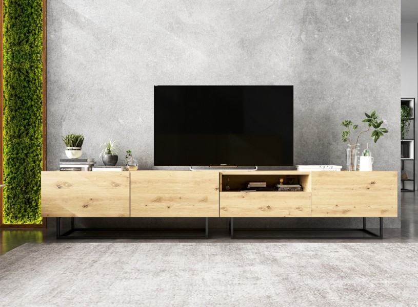Dwudrzwiowa szafka RTV na płozach Enjoy dąb artisan