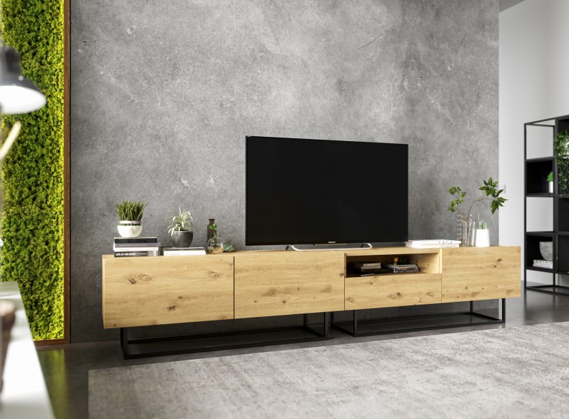Dwudrzwiowa szafka RTV na płozach Enjoy dąb artisan